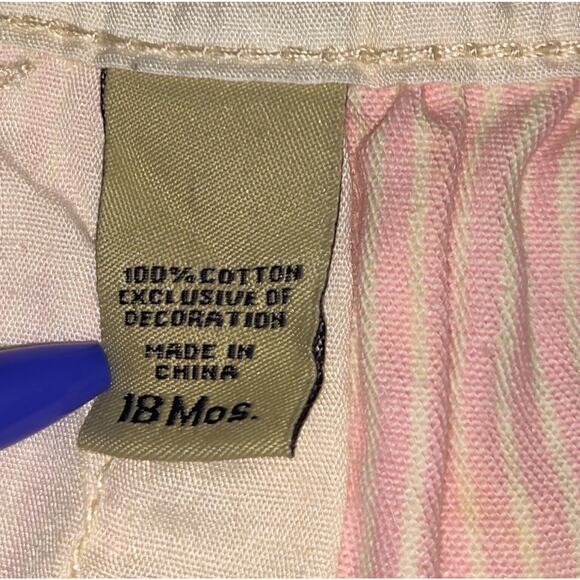 OshKosh Pink Pinstripe Denim Dress VESTBAK Overalls Jumper New NWT Tag Baby 18m - Picture 10 of 15